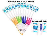 newgen medicals 12er-Pack Marken-Zahnbürsten mit Zungenreiniger, MEDIUM, 4 Farben; Schallzahnbürsten Schallzahnbürsten Schallzahnbürsten 
