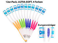 newgen medicals 12er-Pack Marken-Zahnbürsten mit Zungenreiniger, ULTRA-SOFT, 4 Farben