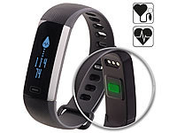 newgen medicals Fitness-Armband, Blutdruck & Herzfrequenz-Anzeige, Bluetooth, IP67; Fitness-Armbänder mit Herzfrequenz-Messung und GPS-Streckenaufzeichnung Fitness-Armbänder mit Herzfrequenz-Messung und GPS-Streckenaufzeichnung 