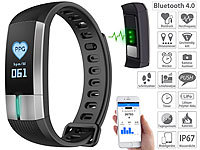 newgen medicals Fitness-Armband mit Blutdruck-, Herzfrequenz und EKG-Anzeige, IP67; Fitness-Armbänder mit Bluetooth Fitness-Armbänder mit Bluetooth 
