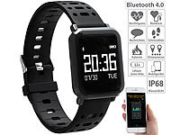 newgen medicals Fitness-Uhr mit Blutdruck & Herzfrequenz-Anzeige, Bluetooth 4.0, IP68; Fitness-Armbänder mit Bluetooth Fitness-Armbänder mit Bluetooth 