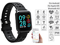 newgen medicals Fitness-Uhr SW-320.hr mit Herzfrequenz-Anzeige, Bluetooth, IP68; Fitness-Armbänder mit Bluetooth 