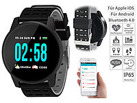 newgen medicals Fitness-Uhr mit Herzfrequenz und Nachrichten-Anzeige, Bluetooth, IP65; Fitness-Armbänder mit Bluetooth Fitness-Armbänder mit Bluetooth 