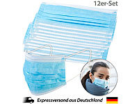 newgen medicals 12er-Set Medizinische Mund & Nasen-Masken, 3-lagig, unsterilisiert; Hand-Desinfektions-Gels 