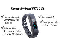 newgen medicals Fitness-Armband FBT-30 V2 mit Bluetooth-2.1 & Schlafüberwachung (ref,); Fitness-Armbänder mit Herzfrequenz-Messung und GPS-Streckenaufzeichnung 