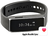 newgen medicals Bluetooth-4.0-Fitness-Armband FBT-40 mit Schlafüberwachung; Fitness-Armbänder mit Herzfrequenz-Messung und GPS-Streckenaufzeichnung Fitness-Armbänder mit Herzfrequenz-Messung und GPS-Streckenaufzeichnung 