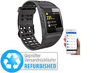 newgen medicals GPS-Sportuhr mit Bluetooth, Fitness, Puls, IP68 (Versandrückläufer); Fitness-Armbänder mit Herzfrequenz-Messung und Nachrichtenanzeige Fitness-Armbänder mit Herzfrequenz-Messung und Nachrichtenanzeige 