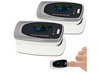 newgen medicals 2er-Set medizinische Finger-Pulsoximeter mit LCD-Farbdisplay; Fitness-Armbänder mit Blutdruck-Anzeige und EKG-Aufzeichnung