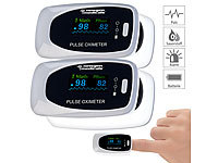 newgen medicals 2er-Set medizinische Finger-Pulsoximeter mit LCD-Farbdisplay; Fitness-Armbänder mit Blutdruck-Anzeige und EKG-Aufzeichnung Fitness-Armbänder mit Blutdruck-Anzeige und EKG-Aufzeichnung 