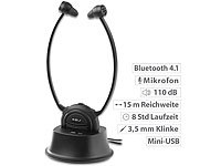 newgen medicals TV-Kinnbügel-Kopfhörer & Hörverstärker mit Bluetooth, bis 110 dB