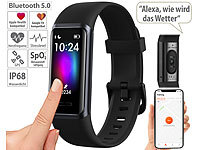 newgen medicals Fitness-Armband mit Touch, Herzfrequenz, SpO2, App, Alexa, IP68; Fitness-Armbänder mit Bluetooth 
