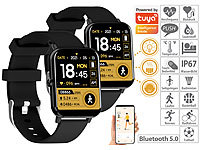 newgen medicals 2er-Set ELESION-kompatible Smartwatches, Bluetooth 5, Metallgehäuse; Fitness-Armbänder mit Herzfrequenz-Messung und GPS-Streckenaufzeichnung 