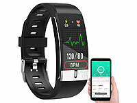 newgen medicals Fitness-Armband mit EKG-, Herzfrequenz & SpO2-Anzeige, IP67; Fitness-Armbänder mit Herzfrequenz-Messung und Nachrichtenanzeige Fitness-Armbänder mit Herzfrequenz-Messung und Nachrichtenanzeige 