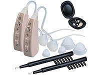 newgen medicals 2er-Set HdO-Hörverstärker, 43 dB Verstärkung, 22-Stunden-Akku, USB; IdO-Hörverstärker, Infrarot-Stirnthermometer 