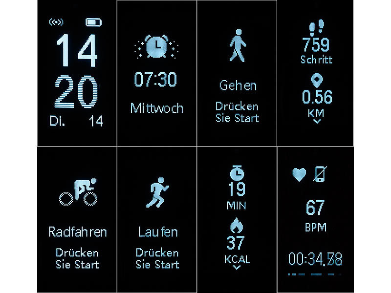 ; Fitness- und Schlaftracker-Ringe mit SOS-Funktion und Touch-Steuerung, Fitness-Armbänder mit Blutdruck-Anzeige und EKG-Aufzeichnung 