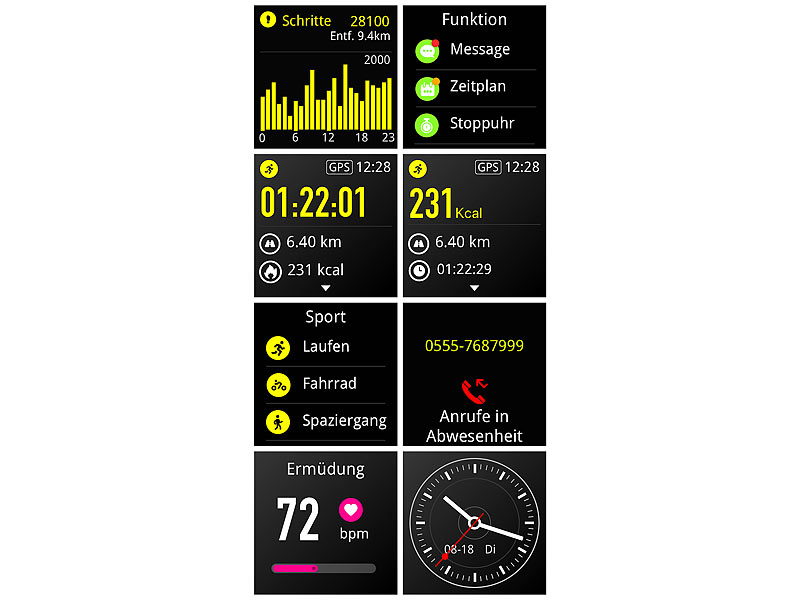 ; Fitness- und Schlaftracker-Ringe mit SOS-Funktion und Touch-Steuerung, Fitness-Armbänder mit Blutdruck-Anzeige und EKG-Aufzeichnung 