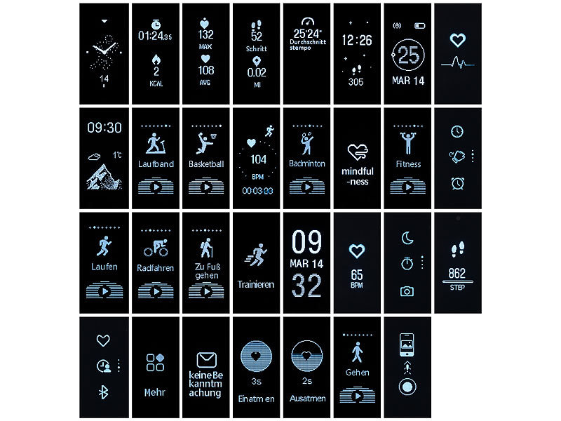 ; Fitness- und Schlaftracker-Ringe mit SOS-Funktion und Touch-Steuerung, Fitness-Armbänder mit Blutdruck-Anzeige und EKG-Aufzeichnung 