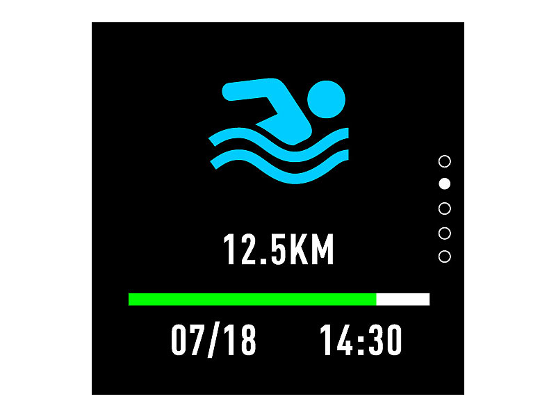 ; GPS-Tracker, Schwimm-UhrenFitness-Uhren transreflektive Always-on-Displays ablesbareFitness-TrackerFitness-Armbänder transreflektive DisplaysSportuhren TouchscreensSportuhren Touch-DisplaysActivity-TrackerSportuhr SchwimmenSchwimmen Schwimmsport wasserdichte wasserfeste G-Sensoren transreflektive transflektiveSmart-Armbänder 