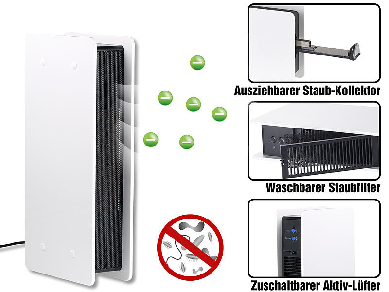; USB-Luftreiniger mit 2 Filtern und Ionisator 