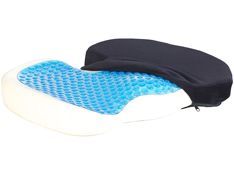 Coussin d'assise à mémoire de forme avec gel et revêtement antidérapant