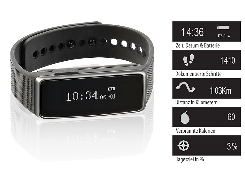 ; Fitness-Smartwatches, ELESION-kompatibel, Bluetooth & App 