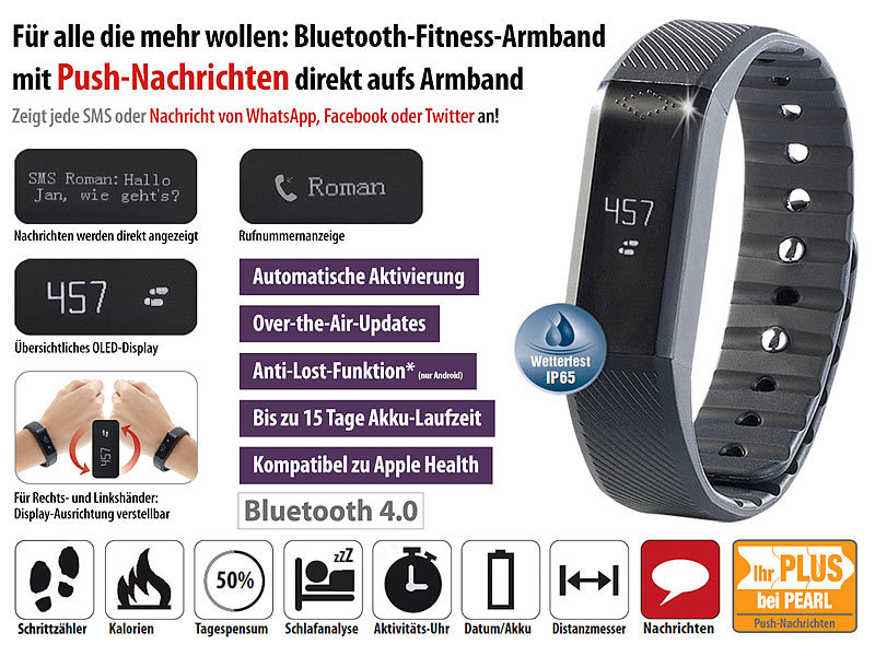 ; Fitness-Smartwatches, ELESION-kompatibel, Bluetooth & App 
