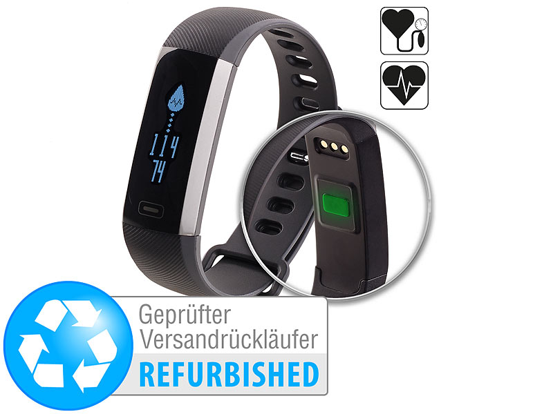 ; Fitness-Armbänder mit Blutdruck-Anzeige und EKG-Aufzeichnung 