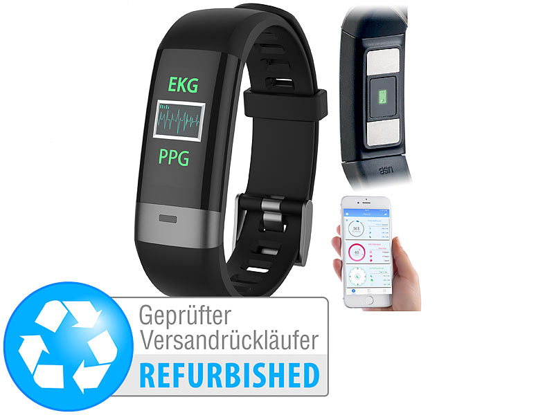 ; Fitness-Armband mit Blutdruck- und Herzfrequenz-Anzeigen, Bluetooth 