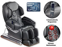 newgen medicals Luxus-Ganzkörper-Massagesessel GMS-150 mit Infrarot-Wärme, schwarz; Akku-Massagepistolen 