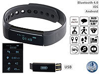 newgen medicals Fitness-Armband FBT-25, Bluetooth, Benachrichtigungen, OLED, IP67