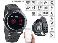 newgen medicals Fitness-Uhr, Touch-Farbdisplay, Blutdruck & Herzfrequenzanzeige, IP67