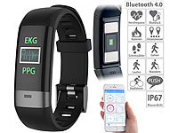 newgen medicals Fitness-Armband, Blutdruck-/Herzfrequenz-/EKG-Anzeige, Bluetooth, App; Fitness-Armbänder mit Herzfrequenz-Messung und GPS-Streckenaufzeichnung Fitness-Armbänder mit Herzfrequenz-Messung und GPS-Streckenaufzeichnung 