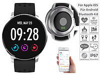 newgen medicals Fitness-Uhr mit Herzfrequenz-Messung, Bluetooth, Edelstahl, IP67; Fitness-Armbänder mit Herzfrequenz-Messung und GPS-Streckenaufzeichnung Fitness-Armbänder mit Herzfrequenz-Messung und GPS-Streckenaufzeichnung 