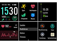 ; Fitness-Armbänder mit Herzfrequenz-Messung und Nachrichtenanzeige 