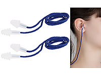 newgen medicals Transparente Gehörschutzstöpsel mit Lamellen, 2 Paar mit Kordel, 29 dB