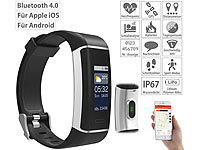 newgen medicals Fitness-GPS-Armband mit XL-Farb-Display & App für 6 Sportarten, IP67