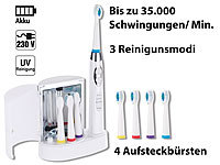 newgen medicals Elektr. Schallzahnbürste mit Ladestation, UV-Sterilisator, 4 Bürsten