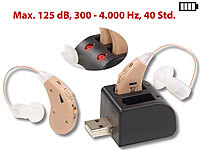 newgen medicals HdO-Hörverstärker-Paar HV-340 mit Ex-Hörer; Akku & USB-Ladeschale
