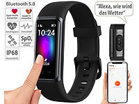 newgen medicals Fitness-Armband mit Touch, Herzfrequenz, SpO2, App, Alexa, IP68