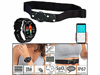 newgen medicals Fitness-Smartwatch mit Brustgurt, EKG, Blutdruck, SpO2, App, IP67; Fitness-Armband mit Blutdruck- und Herzfrequenz-Anzeigen, Bluetooth Fitness-Armband mit Blutdruck- und Herzfrequenz-Anzeigen, Bluetooth Fitness-Armband mit Blutdruck- und Herzfrequenz-Anzeigen, Bluetooth 