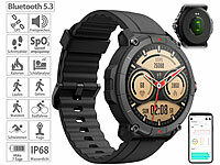 newgen medicals GPS-Fitness-Uhr mit Full-Touch-Glas-Display, Freisprechen, SpO2