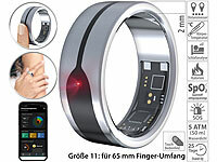 newgen medicals Fitnesstracker-Ring, Herzfrequenz & SpO2-Anzeige, 2 mm, silber, Gr.65