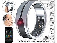 newgen medicals Fitnesstracker-Ring, Herzfrequenz & SpO2-Anzeige, 2 mm, silber, Gr.68