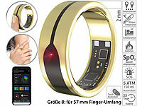 newgen medicals Fitnesstracker-Ring, Herzfrequenz & SpO2-Anzeige, 2 mm, gold, Gr. 57; Fitness-Armbänder mit Blutdruck-Anzeige und EKG-Aufzeichnung Fitness-Armbänder mit Blutdruck-Anzeige und EKG-Aufzeichnung Fitness-Armbänder mit Blutdruck-Anzeige und EKG-Aufzeichnung Fitness-Armbänder mit Blutdruck-Anzeige und EKG-Aufzeichnung 