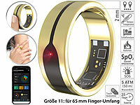 newgen medicals Fitnesstracker-Ring, Herzfrequenz & SpO2-Anzeige, 2 mm, gold, Gr. 65; Fitness-Armbänder mit Blutdruck-Anzeige und EKG-Aufzeichnung Fitness-Armbänder mit Blutdruck-Anzeige und EKG-Aufzeichnung Fitness-Armbänder mit Blutdruck-Anzeige und EKG-Aufzeichnung Fitness-Armbänder mit Blutdruck-Anzeige und EKG-Aufzeichnung 