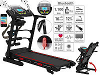 newgen medicals 3in1-Profi-Laufband & Fitness-Station, 16 km/h, 1.100 Watt, Bluetooth; Vibrationstrainer Vibrationstrainer Vibrationstrainer 