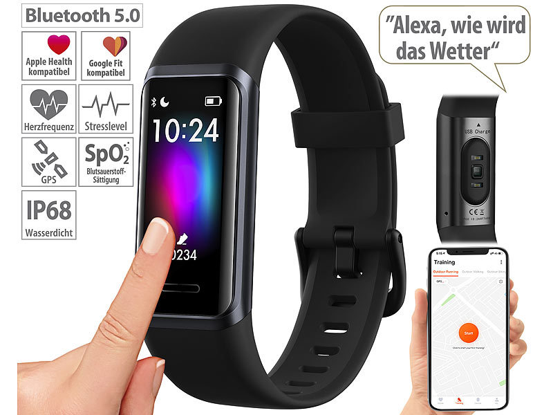 ; Fitness-Armband mit Blutdruck- und Herzfrequenz-Anzeigen, Bluetooth, Fitness-Armbänder mit Blutdruck-Anzeige und EKG-Aufzeichnung 