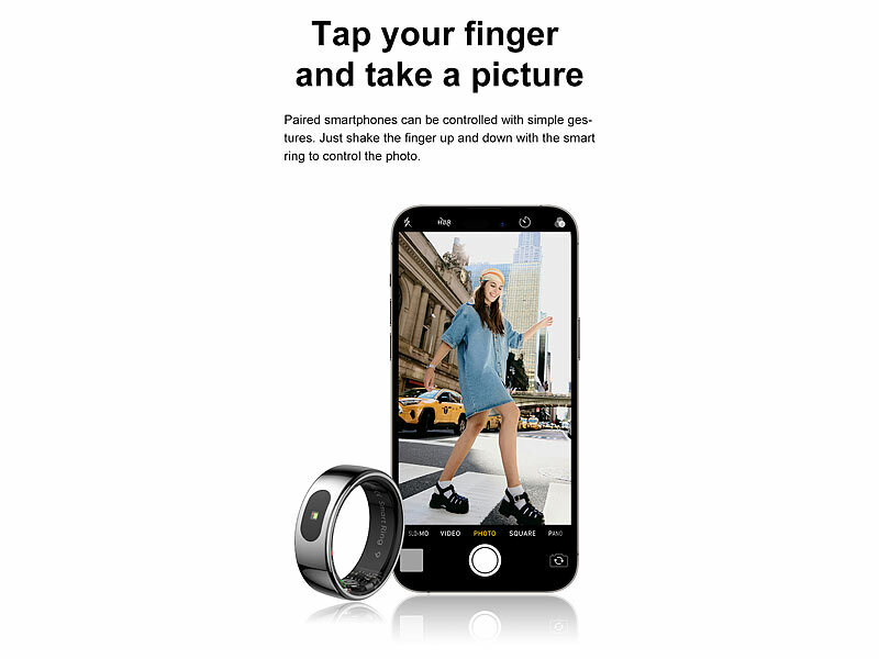 ; Fitness- und Schlaftracker-Ringe mit SOS-Funktion und Touch-Steuerung Fitness- und Schlaftracker-Ringe mit SOS-Funktion und Touch-Steuerung 