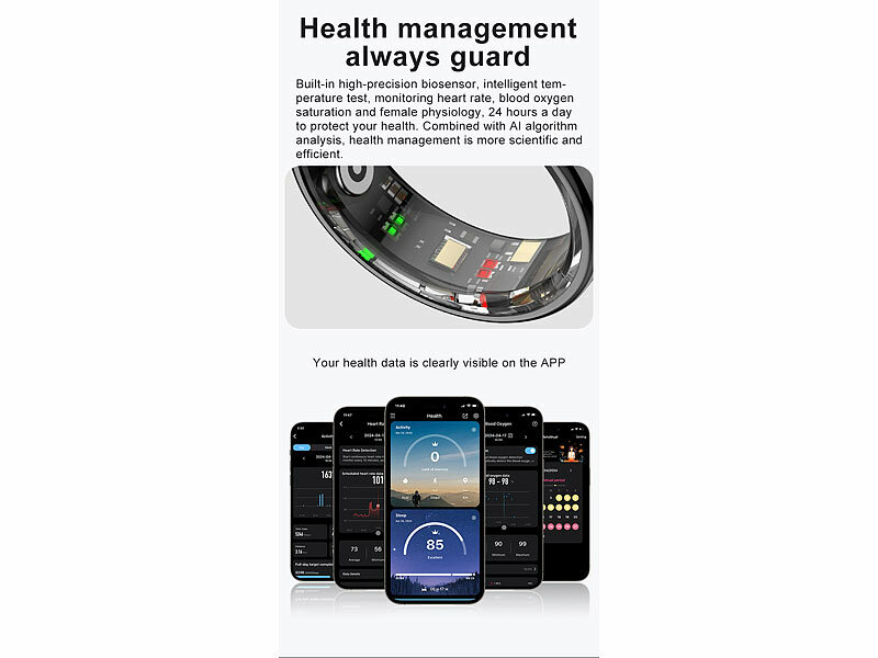 ; Fitness- und Schlaftracker-Ringe mit SOS-Funktion und Touch-Steuerung Fitness- und Schlaftracker-Ringe mit SOS-Funktion und Touch-Steuerung Fitness- und Schlaftracker-Ringe mit SOS-Funktion und Touch-Steuerung 